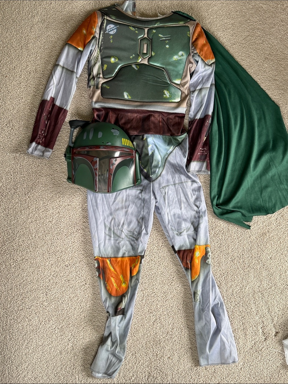 Kids Boba Fett Costume - Green Helmet & Cape - Size Medium